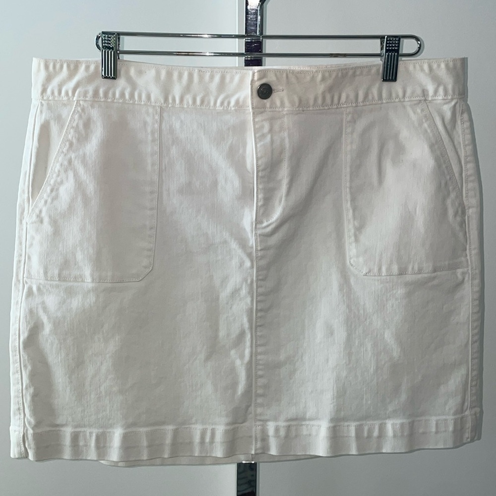 Loft white jean skirt